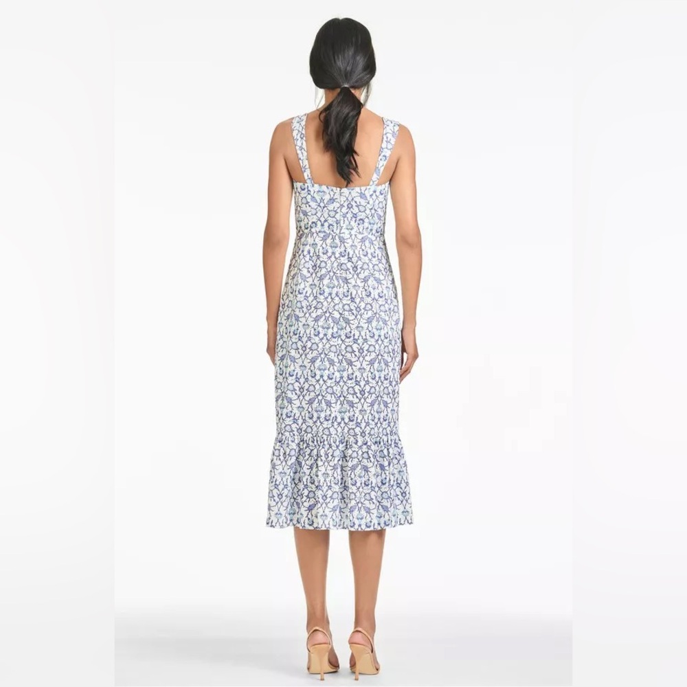 Sachin & Babi Laura Blue Vine Print Midi Dress NWT Size 6 - Picture 4 of 10